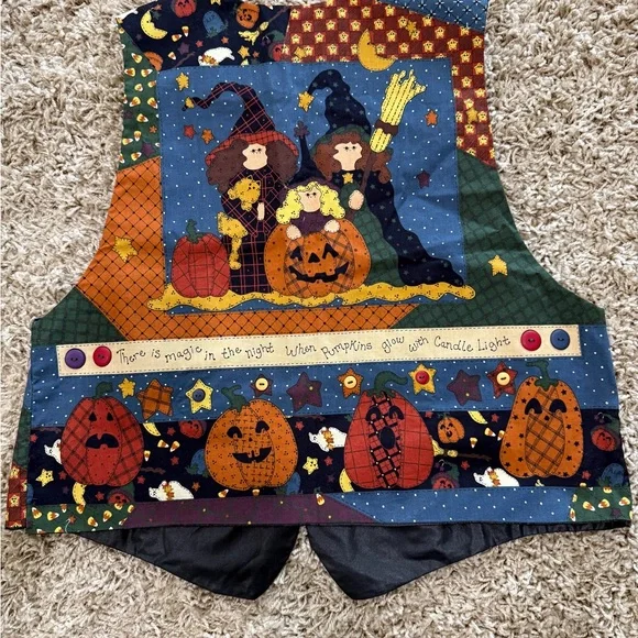 Fall Halloween teacher style vest handmade 1990s - Picture 3 of 5